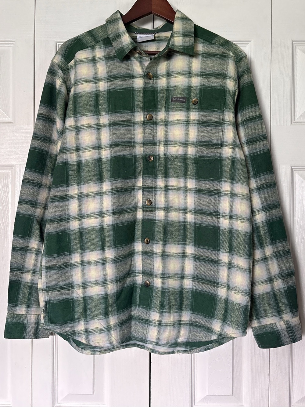 NWT Columbia Men's Flannel Size Small Heavyweight Cotton Regular Fit Green